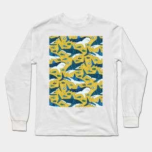 Sharks on Mustard - Pattern Long Sleeve T-Shirt